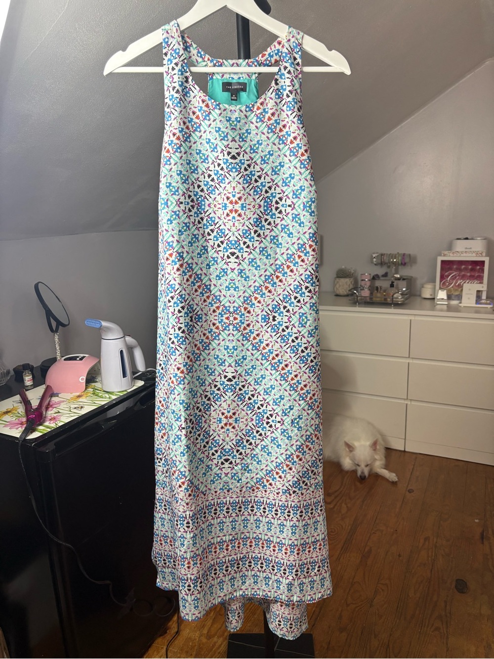 The Limited Blue & Turquoise Tile-Print Sleeveless Maxi Dress